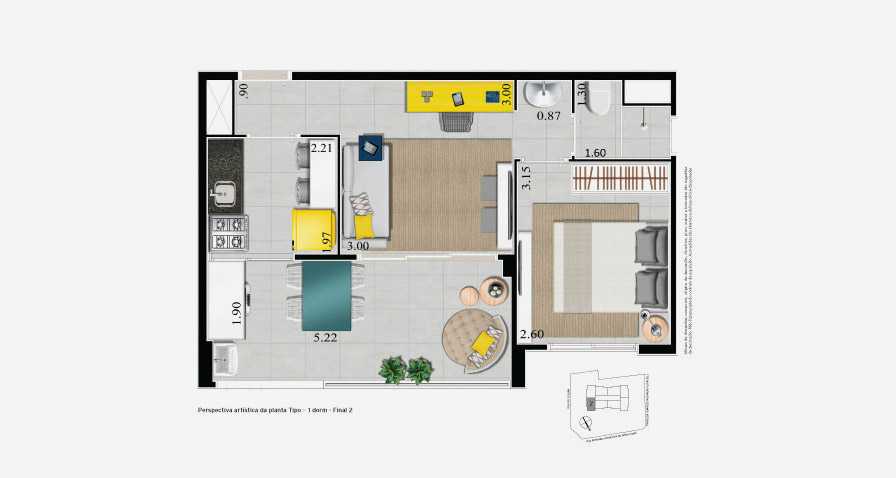 Veiga Junior | 1 Dorm | 42m² - Soho Living Spaces